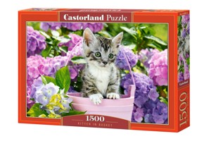 Puzzle Castorland 1500 dílků - Kotě v košíku