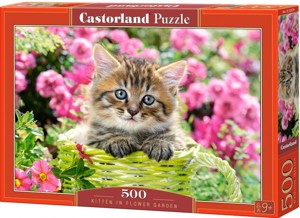 Puzzle CASTORLAND 500 - Kotě v zeleném košíku