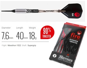Šipky Harrows soft FIRE - A 90% premium 18g
