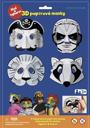 3D Karnevalové masky 4ks - Pirát , superhrdina, le