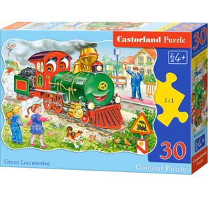 Puzzle CASTORLAND - 30 dílků -Zelená lokomotiva
