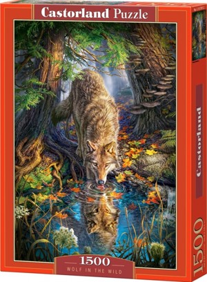 Puzzle 1500 - CASTORLAND Pijící vlk v divočině